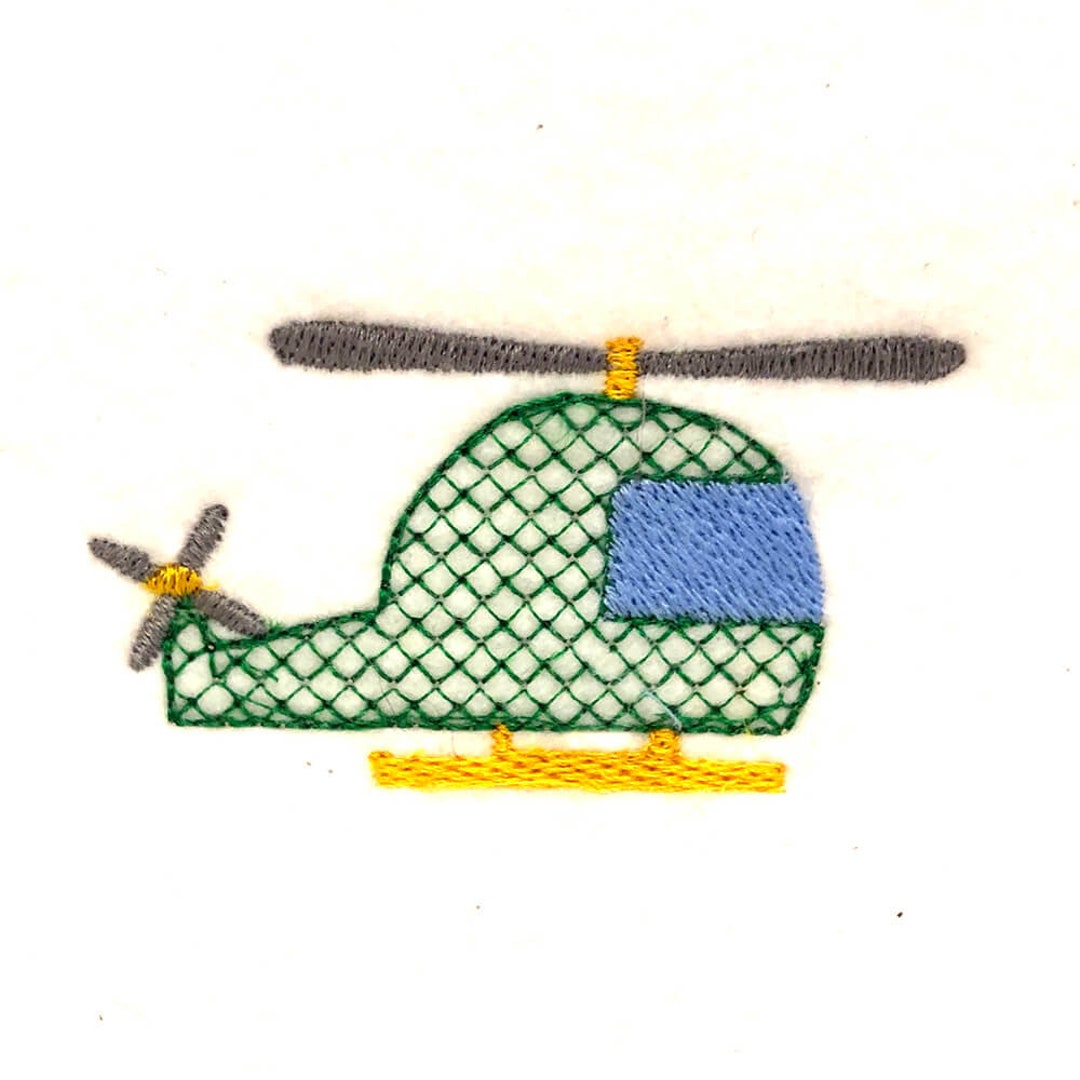 Helicopter DIGITAL Machine Embroidery Design With Light Fill to Stitch ...