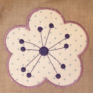 Modern, Asian inspired flower applique design. Simple and cute flower applique design. image 1