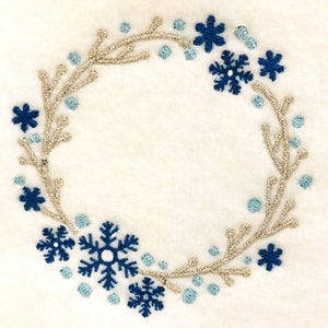 Winter Snowflake DIGITAL Wreath Machine Embroidery Design - an elegant wintery way to personalize anything