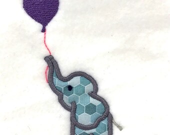 Baby Elephant with Balloon DIGITAL Machine Embroidery Appliqué Design