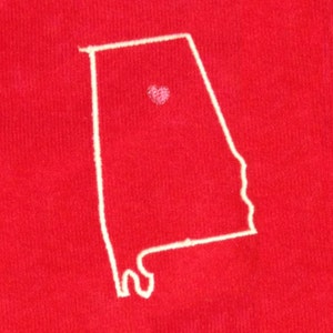 Alabama appliqué and embroidery design.  U.S. state appliqué and embroidery design in 7  styles and sizes.  Buy AL - get any state free