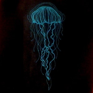 Funky jellyfish DIGITAL machine embroidery design can be stitched in multiple colors.  Cool and edgy jellyfish