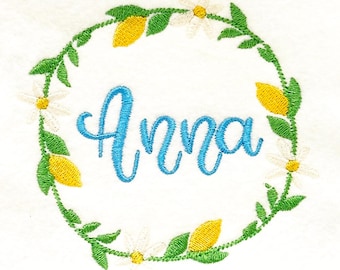 Lemon Wreath Embroidery Design - DIGITAL Machine Embroidery Design - a sweet embroidery design for clothing and accessories