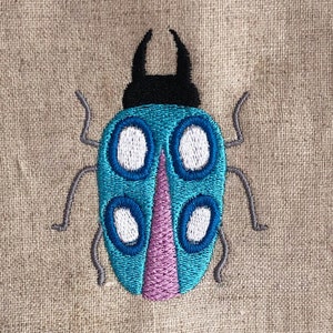 Groovy beetle DIGITAL machine embroidery design. A cute and modern bug to stitch on your embroidery machine.