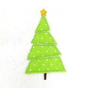 Retro Raw Edge Christmas Tree Digital Machine Embroidery Appliqué Design - a quick and adorable stitch out.