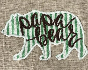 Papa Bear DIGITAL Machine Embroidery Appliqué Design - a sweet sentiment to stitch for Father's Day