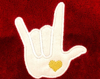 I Love You in Sign Language DIGITAL Machine Embroidery Appliqué Design