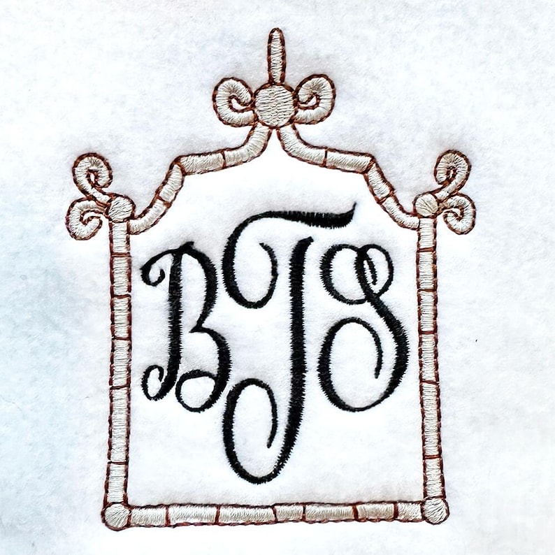 Bamboo Rectangular Monogram Frame DIGITAL Machine Embroidery Design - a ...