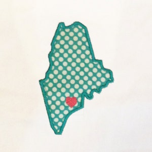 Maine appliqué and embroidery design in 7 styles and sizes.  Buy this state (Maine)  -  get any state free