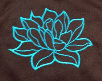 Modern and elegant lotus flower applique / embroidery design.  Simple lotus flower is perfect symbol of good fortune in Buddhism