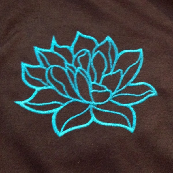 Modern and elegant lotus flower applique / embroidery design.  Simple lotus flower is perfect symbol of good fortune in Buddhism