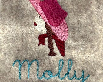 Cowgirl Silhouette DIGITAL Machine Embroidery Design - a cute cowgirl with a  hat and bandana