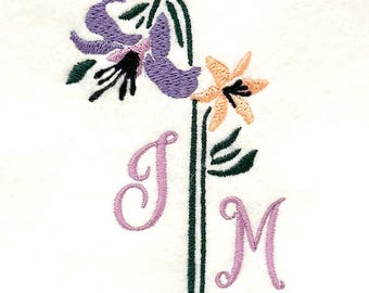 Pair of Daylilies DIGITAL Machine Embroidery Design - Perfect for Stitching Out with Some Initials
