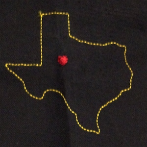 Texas appliqué and embroidery design in 7 styles and sizes.  Buy this U.S. state (Texas) embroidery design set -  get any state free