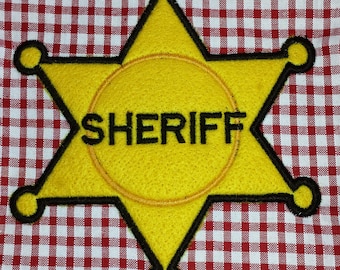 Sheriff applique design in 3 sizes.  This sheriff star is cute and versatile and perfect for your little deputy.