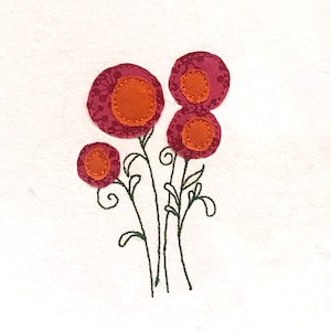 Whimsical Flower Bouquet Raw Edge DIGITAL Machine Embroidery Appliqué Design