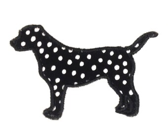 Preppy standing dog (labrador or lab) silhouette machine embroidery and appliqué design in several sizes and styles.