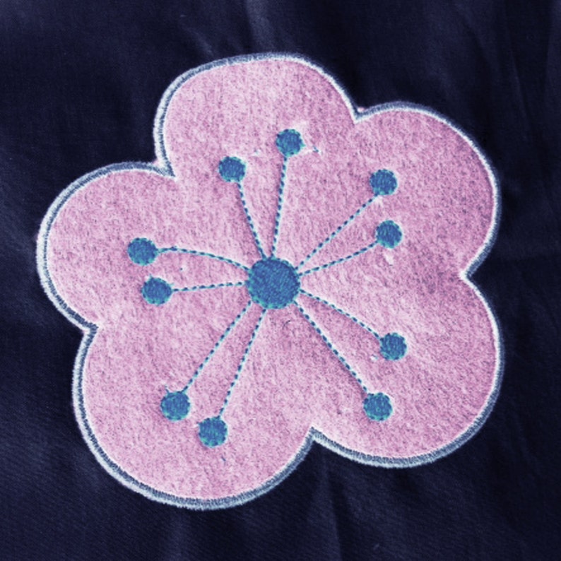 Modern, Asian inspired flower applique design. Simple and cute flower applique design. image 3