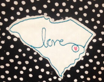 South Carolina Love Triple Stitch (designed for raw edge) Machine Applique Design in Five Sizes