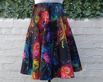 Floral Wrap Skirt, Full Circle Vintage Style, Custom Length Handmade, Rockabilly Skirt