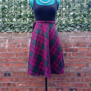 Tartan Skirt Wrap Skirt Mini Scottish Plaid Lindsay Tartan 50s Half Circle High Waisted Skirt Knee Length Handmade Clothing Plaid