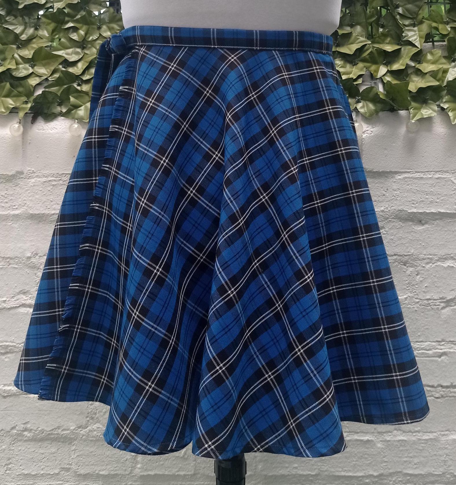 Tartan Skirt Blue Plaid Wrap Skirt Scottish Wedding Full Circle Midi Mini  Handmade Tartan Winter Skirt Ceilidh Gift For Her Wife Mother Day