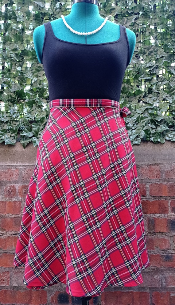 Plaid midi top wrap skirt