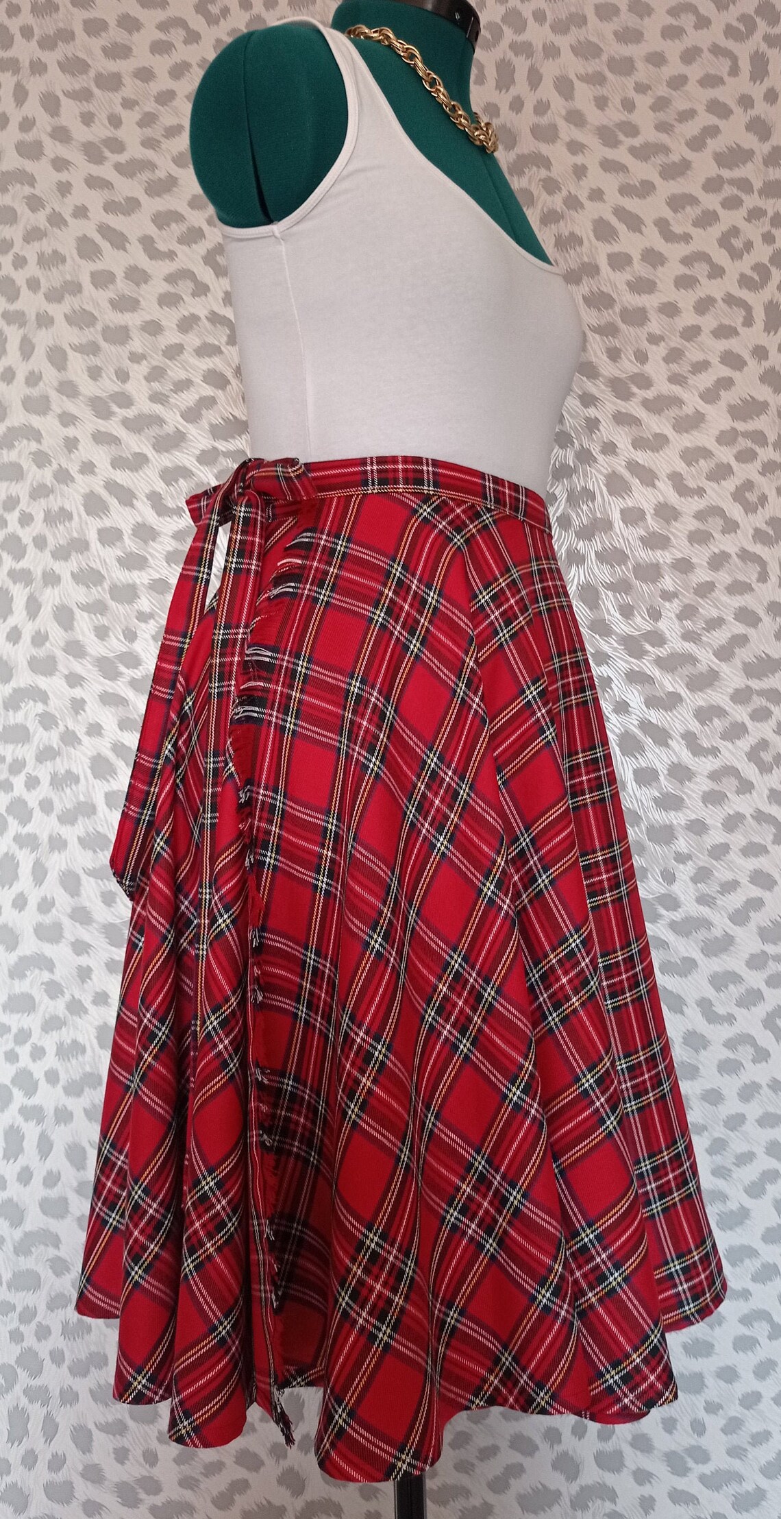 Red Tartan Full Circle Wrap Skirt Plaid Mini Skirt Stewart Etsy