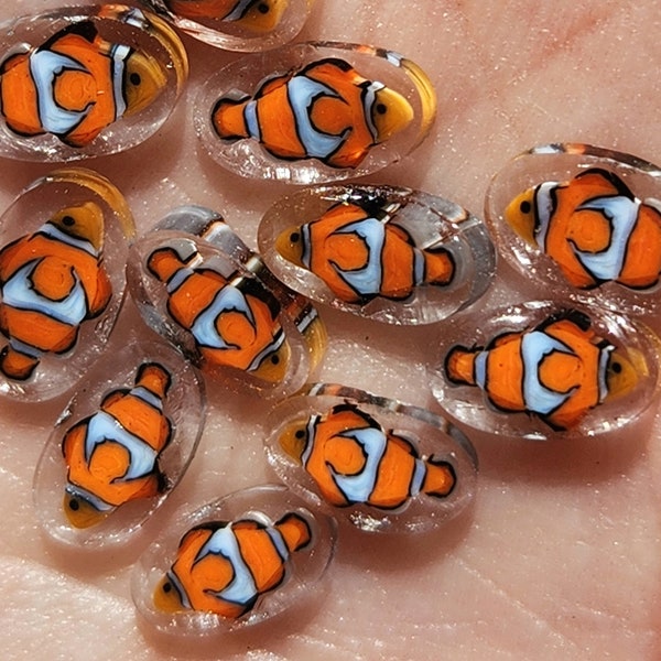 5-8mm dark orange orange clownfish sea murrini Coe 104 10 piece murrine milli