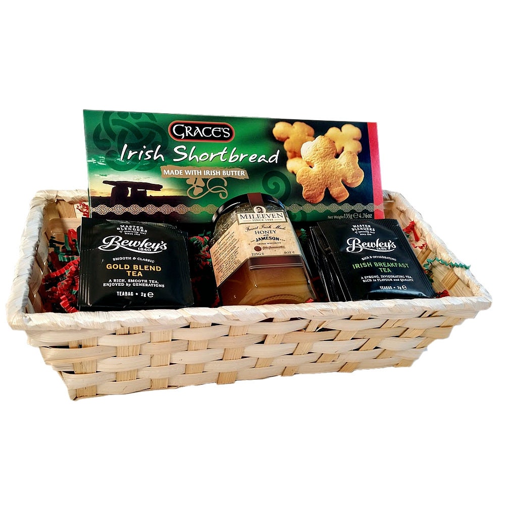 Irish Tea & Cookie Gift Basket with Tea Shortbread Cookies