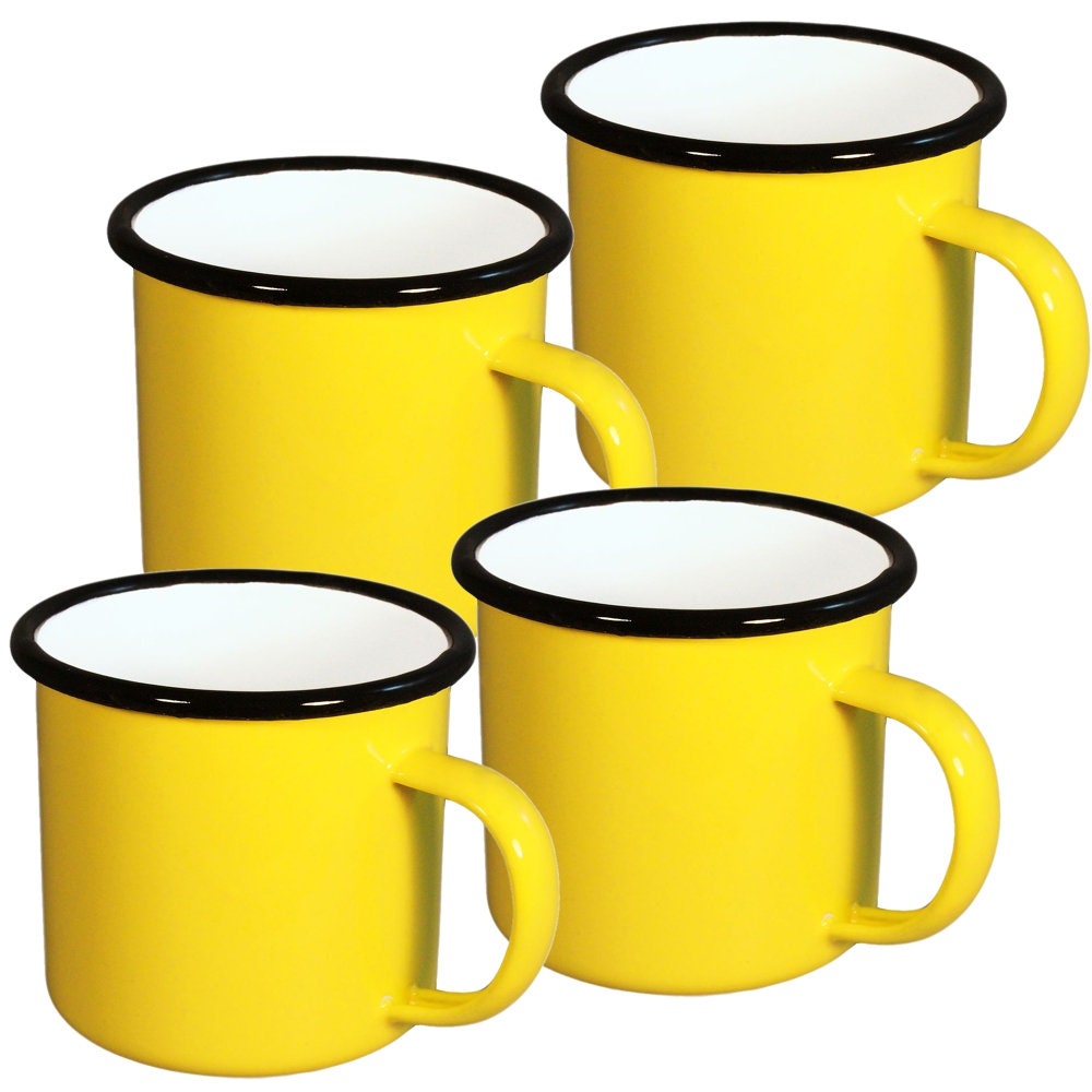 Enamelware Mugs Yellow Enamelware Mug Set of 4 Camping Etsy Australia