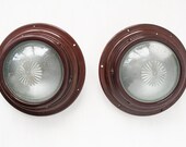 Antique Art Deco Bakelite Wall Lamp set of 2 Round Decorated Glass 1940s Loft Industrial Home Light Design Bauhaus Vintage Lighting