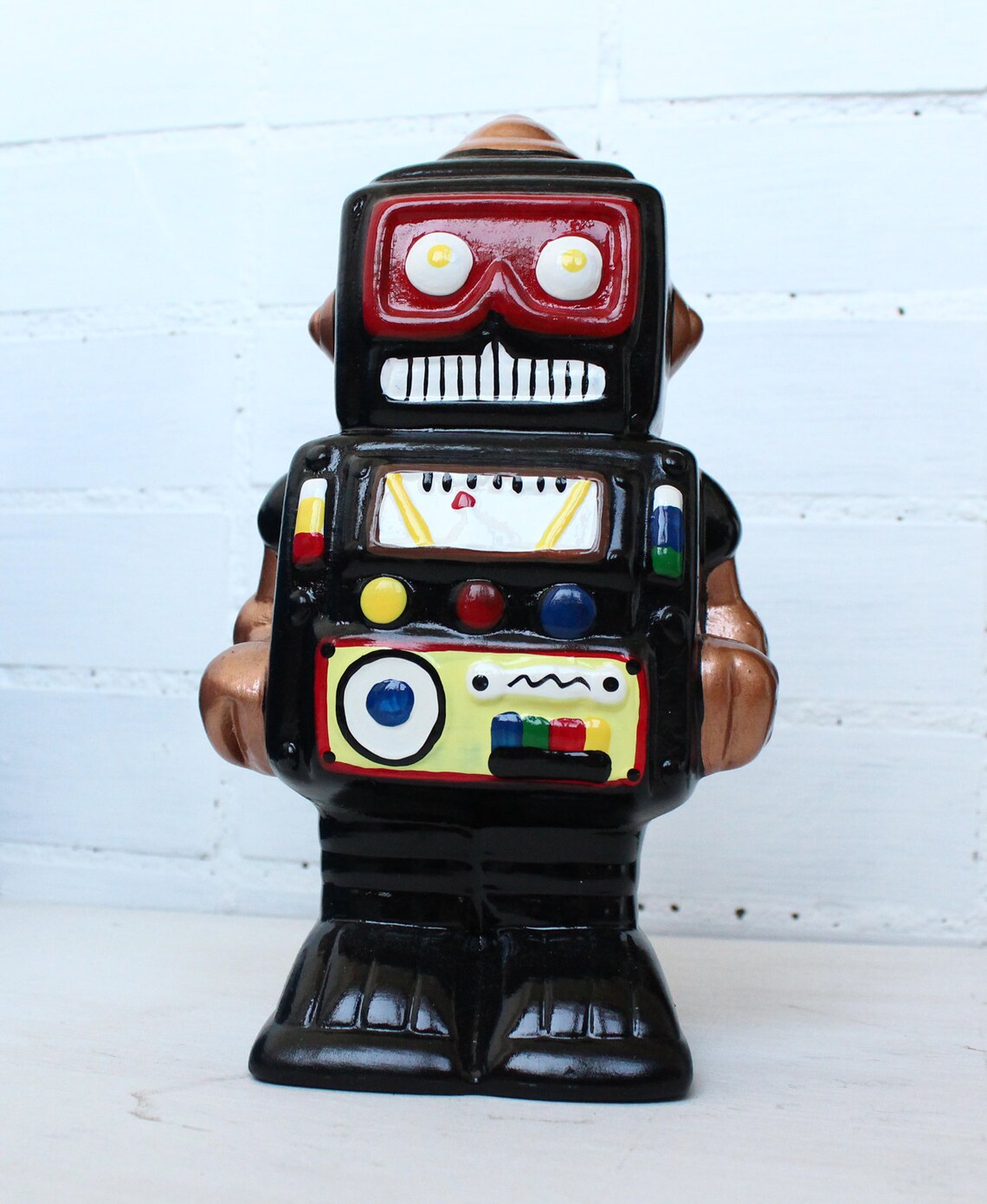 Mid Century Style Robot Figurine Porcelain Moneybox Home Decor Etsy