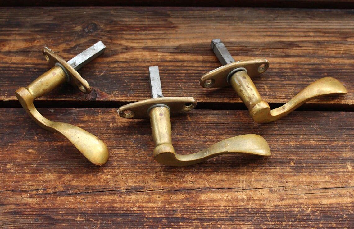3 vintage Brass Window Handles 1930s Farm House Design Retro Etsy