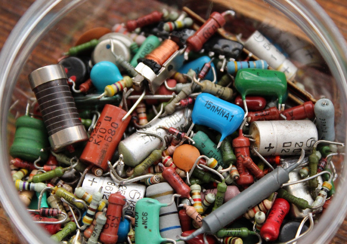 Vintage Electronic Mix Parts 500 in Box Scrap Supplies Etsy