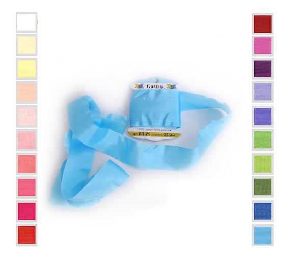 25MM WIDE 100/% PURE SILK RIBBON ~PASTEL//BLUE~COLOR 5 YDS 1/"