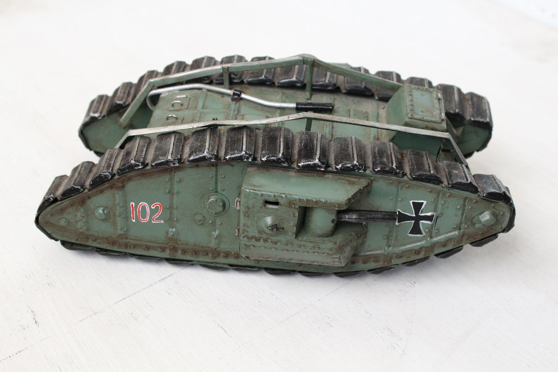 Antique Tin Toy WW1 German Tank Metal Model / Rustic Metal Etsy
