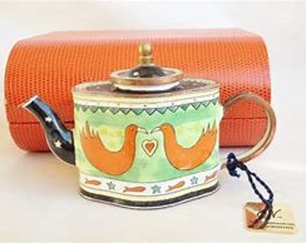 Charlotte Divita Love Birds II Teapot In Original Unopened Box