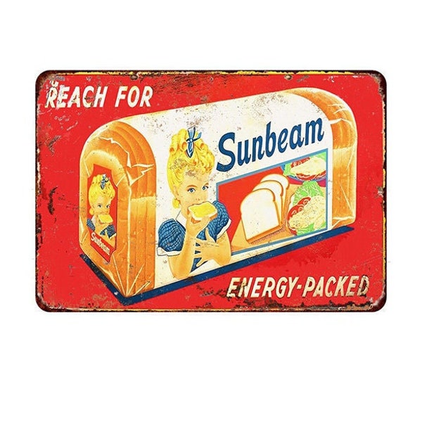 1950's sunbeam bread girl Vintage Look Reproduction metal sign 8 x 12