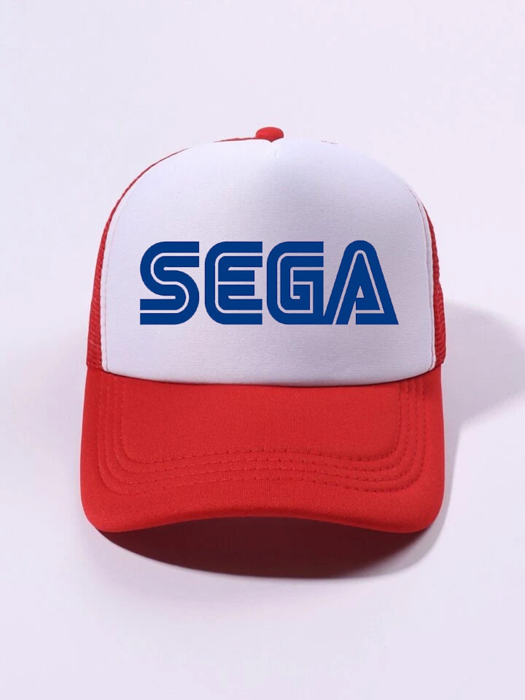 Sega Video Game Hat Mesh Hat Adjustable Snap Back Cap Red Etsy