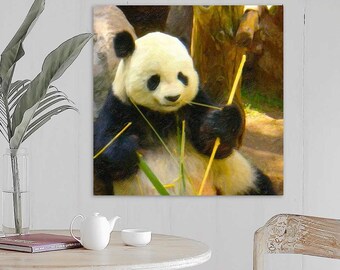 Panda Kunst, Panda Kunstdruck, Digitales Aquarell auf Leinwand, Kinder Kunst