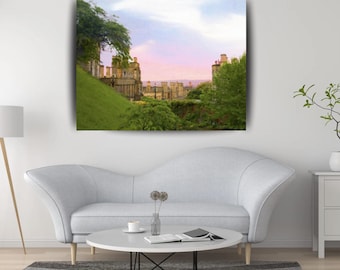 Windsor Castle, rosa Dekor, Schlossdruck, Schlosskunst, England, englisches Dekor, englisches Land, Kunst auf Leinwand, Leinwandkunst, Queen Elizabeth