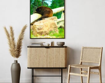 Bear Print, Bear Art, Bear Art Decor, Bear Wall Art, Bear Decor, Bear Wall Decor, Bear Painting, Nature Art, Wildlife Art, Wildlife Decor