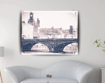 Art on Canvas, Leinwand Kunst, England Druck, Kunstdruck, England Kunst, York, England Dekor, England Wandkunst, Buntstift Druck auf Leinwand, englische Kunst
