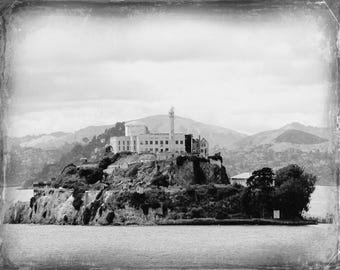 San Francisco Art, San Francisco Photography, B&W Photography, San Francisco Print, Art Print,Alcatraz, San Francisco Decor, Alcatraz Art