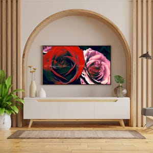 Rose Art, Pink Roses, Red Roses, Floral Art, Floral Art Print, Flower Print, Floral Art on Canvas, Art on Canvas, Canvas Art, Wall Decor