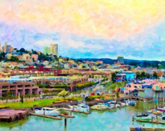 San Francisco Kunst, San Francisco Druck, San Francisco Wandkunst, San Francisco Poster, San Francisco Geschenk, San Francisco Pier, Stadtkunst