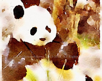 Panda akvarell, Pandakonst, Pandabjörn, Pandadekor, Panda väggkonst, Panda väggdekor, Barnrumsdekor, Barndekor, Pandabjörnskonst, Vilda djur