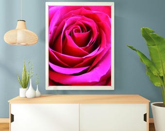 Roze rozen, roze rozenkunst, bloemenmuurdecoratie, bloemenversiering, rozendecoratie, rozenprint, bloemenkunstprint, roze rozenkunst, rozen