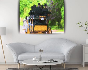 Englische Kutsche, englische Kunst, Pferdedruck, Pferdekunst, englische Landschaft, Landschaftskunst, Cottage Art, Pferdewohndekor, englische Wohnkultur